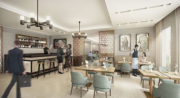 六个人，里面，餐厅，酒吧，桌子，餐厅，区域