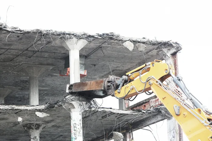 建筑、拆除、设备、建筑、混凝土、支柱、无人、天