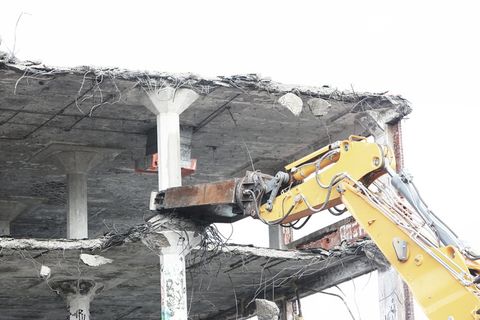 建筑、拆除、设备、建筑、混凝土、支柱、无人、天