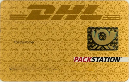 dhl、卡片、黄色、邮政、包装站、访问、标识、金色