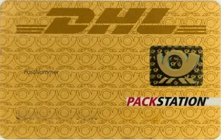 dhl、卡片、黄色、邮政、包装站、访问、标识、金色