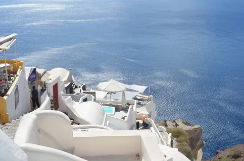 希腊岛，圣托里尼，岛，旅游，水，海，白天，自然