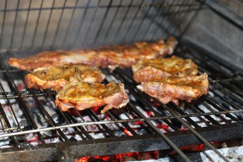 肉，烧烤，烤架，烧烤，食物，烤，准备，加热-温度