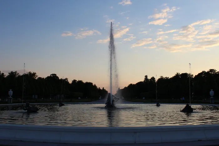 喷泉，水，喷水器，喷泉，晚上，公园，城堡公园，schwetzingen