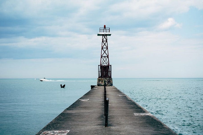 海滩，云朵，多云，风景，灯光，灯塔，自然，海洋