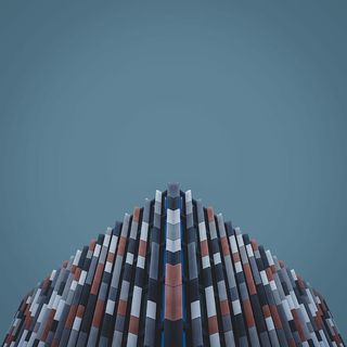 多色建筑插图、多色抽象艺术品、建筑、建筑、立面、外部、天空、蓝色