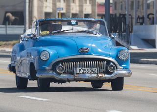 古巴，哈瓦那，经典，汽车，别克，马利孔，蓝色，阿尔门德隆