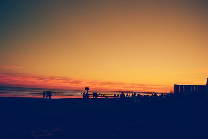 海滩，黎明，黄昏，户外，大海，剪影，日出，日落