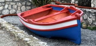 船，绳索，光亮，彩色，石墙，海滩，航海船，运输