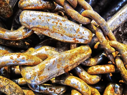 链条，链条项链，块状链条，铁链，腐蚀，金属，生锈，生锈