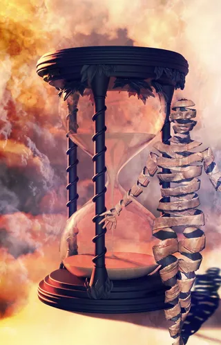 黑色沙漏插图、时间、超现实、幻想、艺术、女性、雕塑、艺术