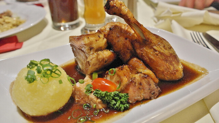 上菜，烤，鸡肉，白，陶瓷，餐盘，烤鸭，烤鸭