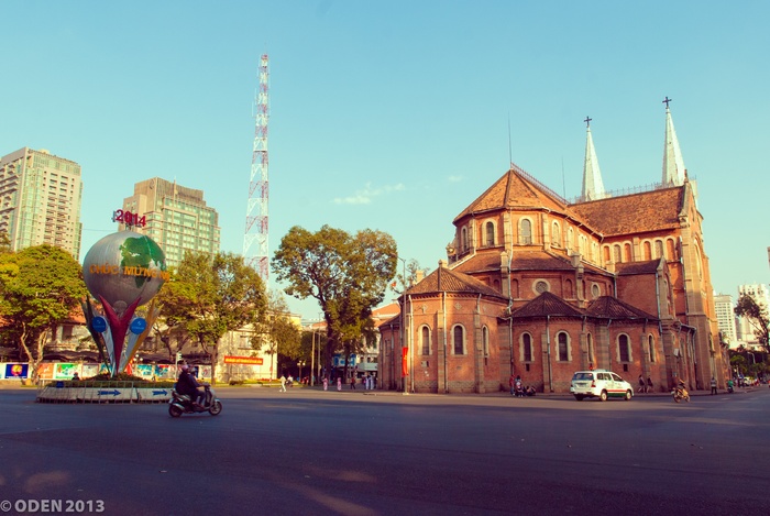 米色，大教堂，白天，西贡，教堂，越南，美丽，胡志明市