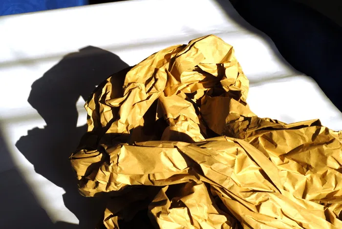 包装纸，皱折，阴影，特写，无人，自然，白天，纸