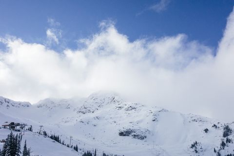 寒冷、雾、景观、山脉、户外、风景、雪、天气