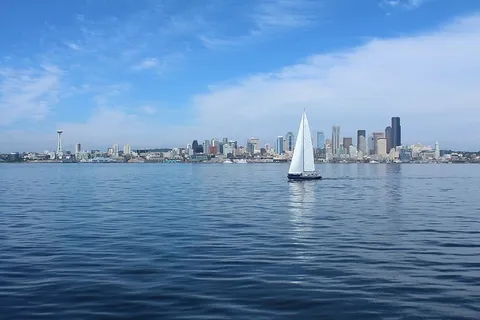 西雅图,天际线,帆船,城市,水,蓝色,全景,旅行 西雅图,天际线,帆船,城市,水,蓝色,全景,旅行