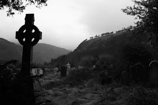 爱尔兰、凯尔特十字架、乡村、树木、植物、天空、宗教、信仰