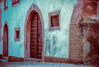 窗、门、房屋立面、房屋正面、立面、建筑、风化、建筑