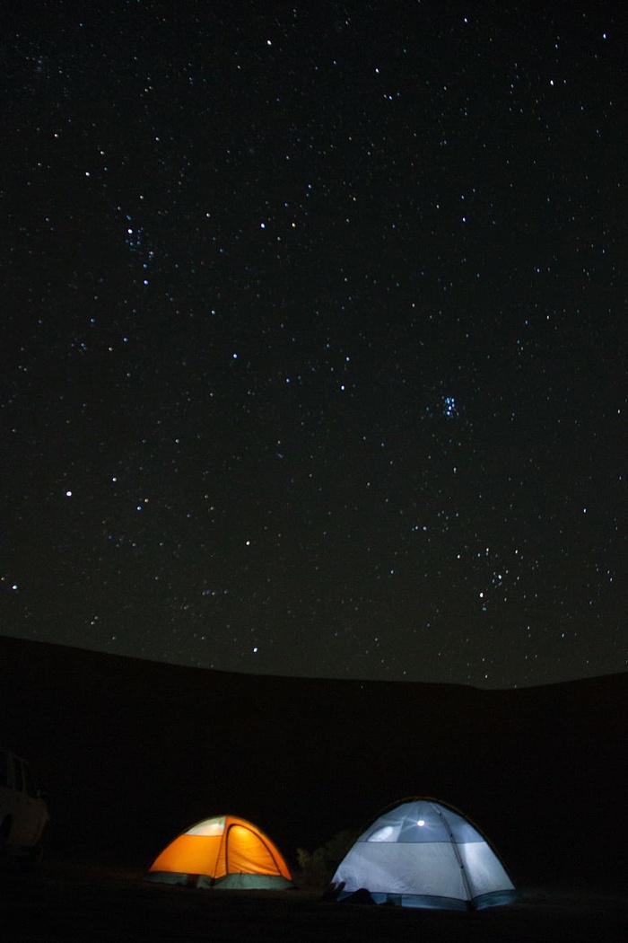 橙色，灰色，露营帐篷，星夜，蓝色，帐篷，夜晚，天空