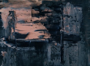 蓝色和奶油色抽象画
