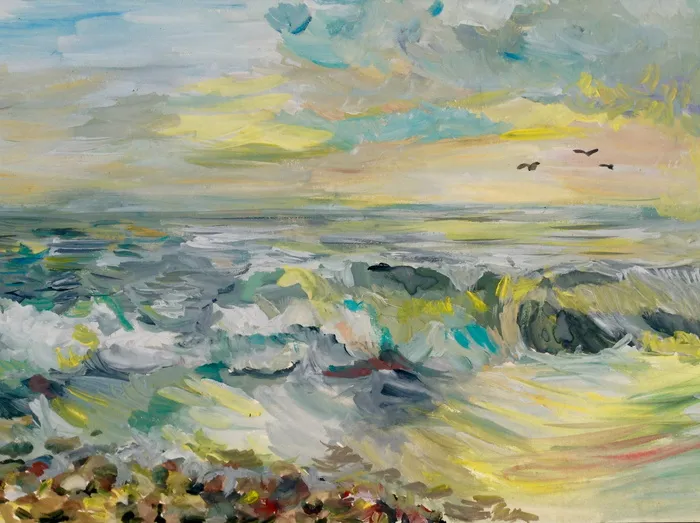 多色，抽象，流体绘画，图画，人物，水粉，绘画，海洋