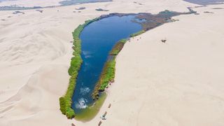 航拍、照片、平静、身体、水、景观场、ica、沙漠