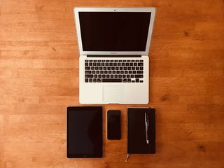 美国, 沃本, mac, 杂志, 电话, 工作, 办公室, 写作