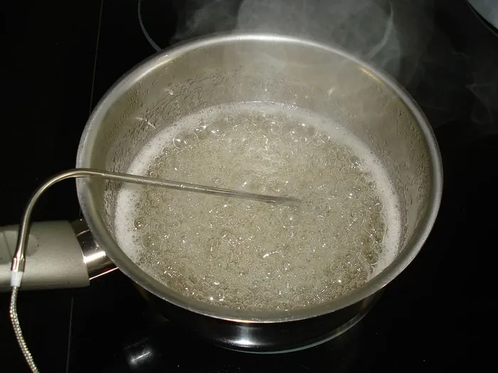 焦糖，厨房，温度计，准备，煮沸，平底锅，烹饪，煮沸