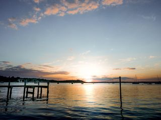 英国普尔、沙洲、渡轮、船只、涟漪、日落、黄金时段