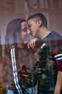 关系，大教堂，年轻，教堂，建筑，夫妻，老年，多彩