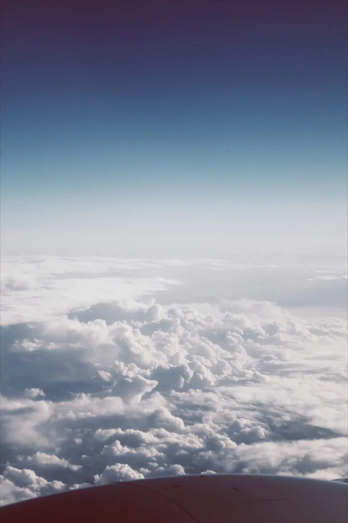 空中，空中，飞机，蓝色，白色，天空，云天，自然之美
