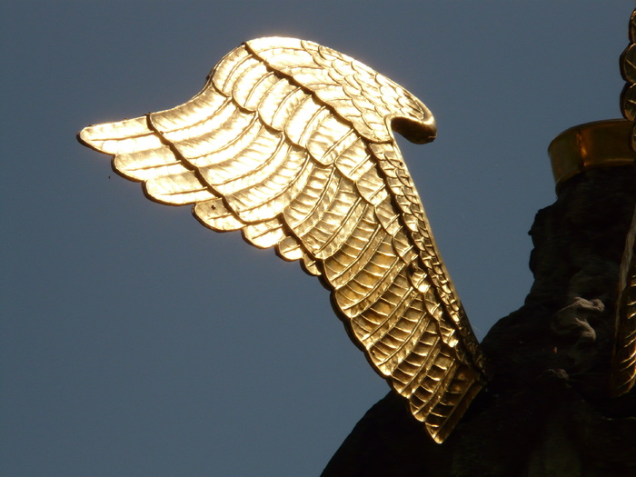 翅膀、天使、黄金、天堂、上帝、信仰、天空、低角度视图