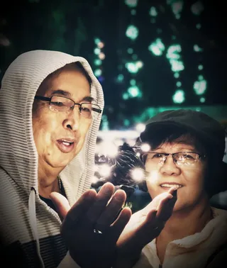 拿着吊灯的女人