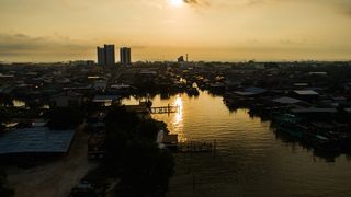 马来西亚、sekinchan、日出、海洋、渔民、村庄、河流、雪兰莪州