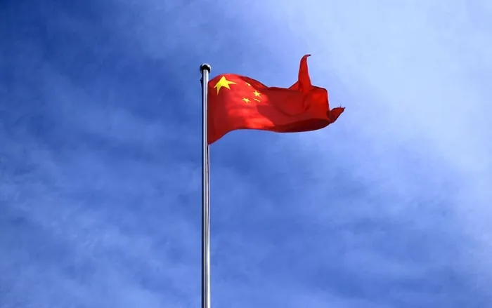 中国国旗，升起，国旗，飞翔，中国，北京，颜色，蓝天