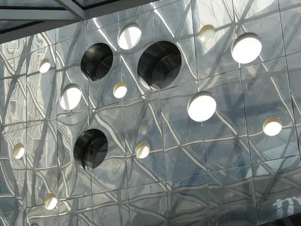 镜子，圆形，关于，建筑，镜像，镜像，入口大厅，接待大厅