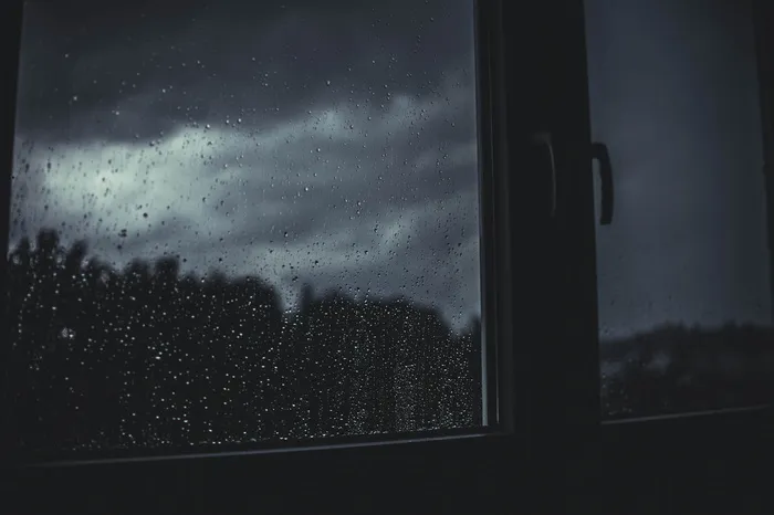水，水滴，玻璃窗，雨，窗，黑暗，夜晚，房间