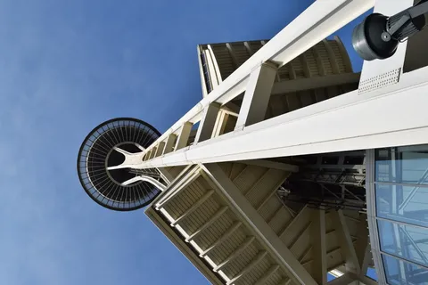 太空针,西雅图,蓝天,建筑,华盛顿,城市,建筑,地标 太空针,西雅图,蓝天,建筑,华盛顿,城市,建筑,地标