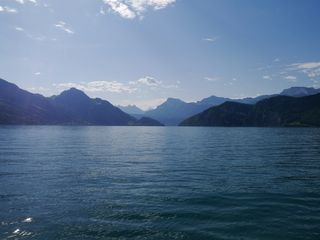 山，水，湖，卢塞恩湖地区，山和水，卢塞恩，瑞士，汽船