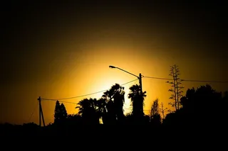 以色列、sde boker、渐变、橙色、剪影、树木、日落、阴影