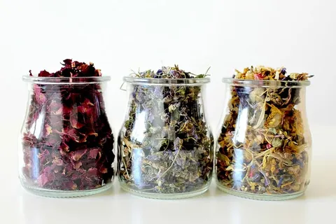 三种，透明，玻璃瓶，花朵，玫瑰，自然，干燥，trockenblume