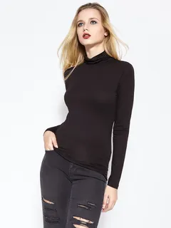 女士，穿着，黑色，长袖，衬衫，紧身，牛仔裤，模特