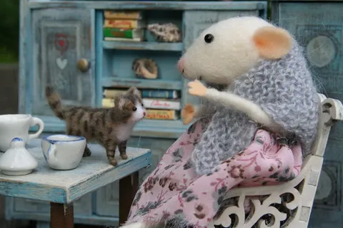 老鼠,毛毡动物,洋娃娃屋,微型,玩具,猫,搜身,动物 老鼠,毛毡动物,洋娃娃屋,微型,玩具,猫,搜身,动物