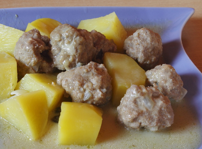 königsberger klopse，土豆，吃，午餐，大量，餐，法庭，酱汁