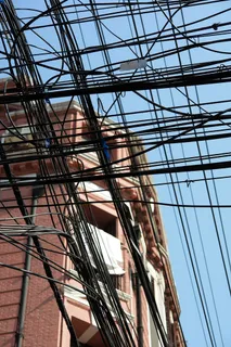 电力线、电力、线路、高压、电缆、低角度视图、天空、复杂性