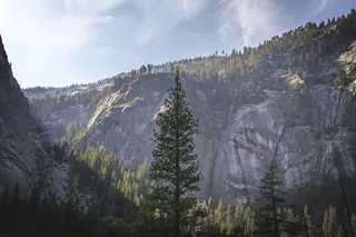 春天瀑布，美国，树木，约塞米蒂，山脉，森林，山谷，山脉