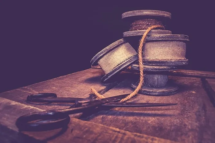 古董、线、剪刀、工艺品、缝线、裁缝、静物、绳子