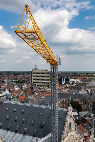 水龙头、庭院、黄色、城市、根特、景观、天际线、建筑