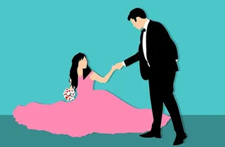 新娘和新郎插图-粉红色新娘