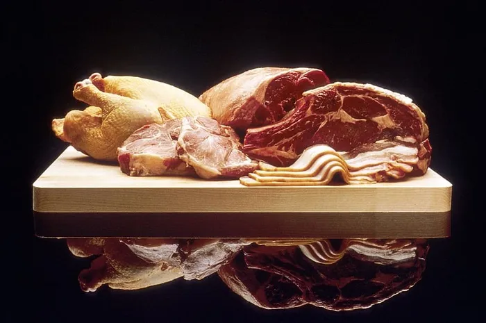 生的，肉，鸡肉，棕色，切碎，板，红肉，家禽